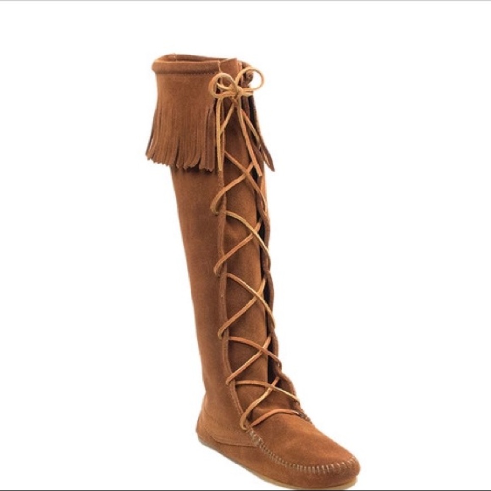 Minnetonka Knee High Fringe Boot